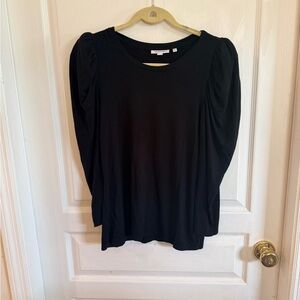 Chico's Black Puff-Sleeve Long Sleeve Top